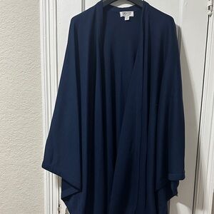 Bergdorf Goodman 100% Wool ~Navy Draped Cape Coat